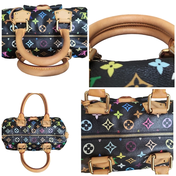 🔥SOLD🔥LOUIS🌻VUITTON Takashi MURAKAMI Black Monogram Multicolore Speedy 30 - Picture 12 of 17